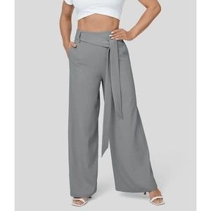 NWT & Bag Halara Griffin High Waisted Sash Tie Front Wide Leg Casual Pants SZ M